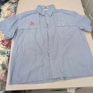 Orvis Trout Bum Light Blue Casual Button Down Shirt